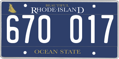 RI license plate 670017