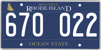 RI license plate 670022