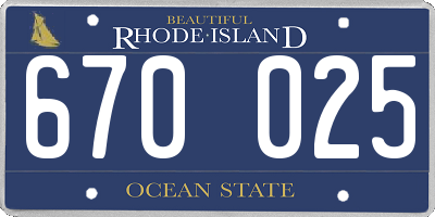 RI license plate 670025
