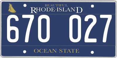 RI license plate 670027