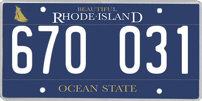 RI license plate 670031