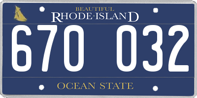 RI license plate 670032