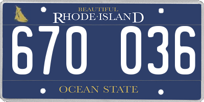 RI license plate 670036