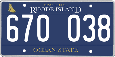 RI license plate 670038