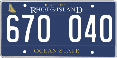 RI license plate 670040
