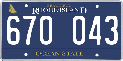 RI license plate 670043