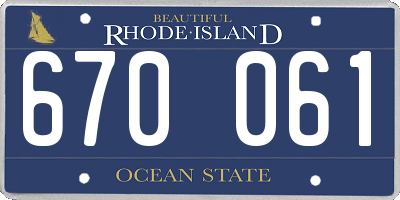 RI license plate 670061