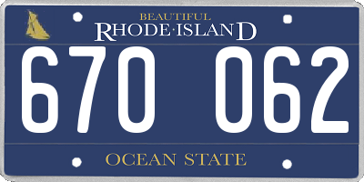 RI license plate 670062