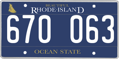 RI license plate 670063