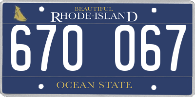 RI license plate 670067