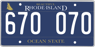 RI license plate 670070