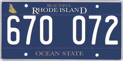 RI license plate 670072