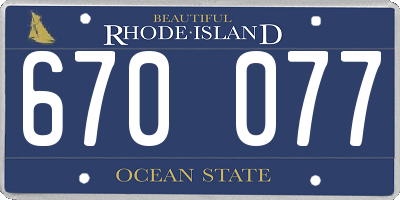 RI license plate 670077
