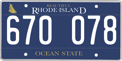 RI license plate 670078