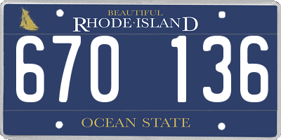 RI license plate 670136