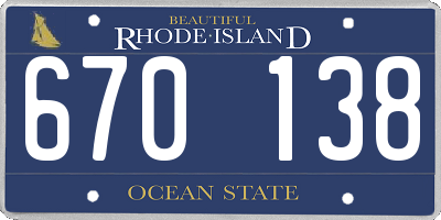 RI license plate 670138