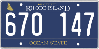 RI license plate 670147