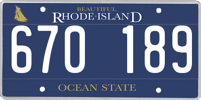 RI license plate 670189