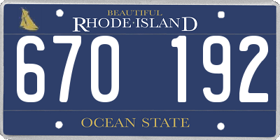 RI license plate 670192