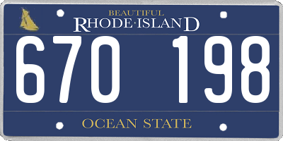 RI license plate 670198
