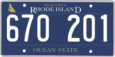 RI license plate 670201