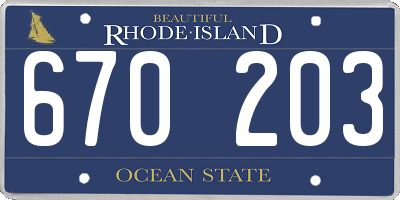 RI license plate 670203