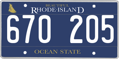 RI license plate 670205