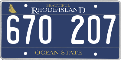RI license plate 670207