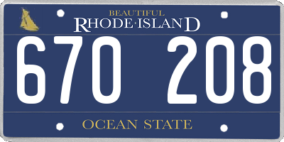 RI license plate 670208