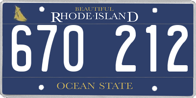 RI license plate 670212