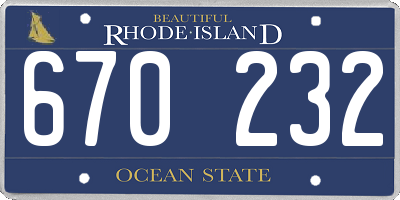 RI license plate 670232