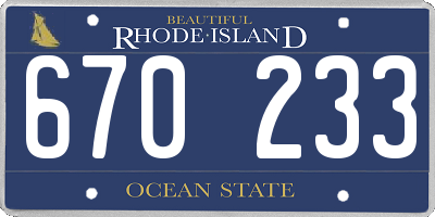 RI license plate 670233