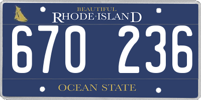 RI license plate 670236