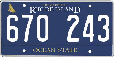 RI license plate 670243