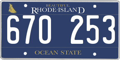 RI license plate 670253
