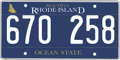 RI license plate 670258