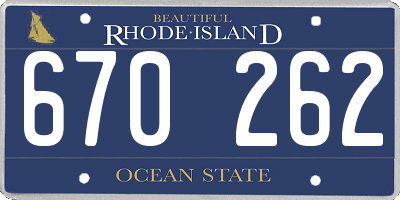 RI license plate 670262
