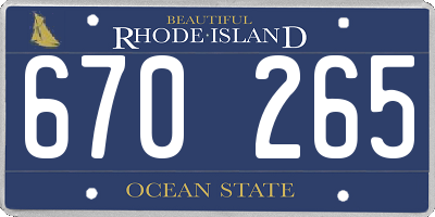 RI license plate 670265
