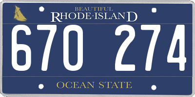 RI license plate 670274