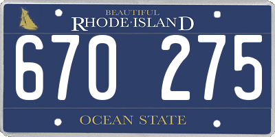 RI license plate 670275