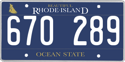 RI license plate 670289