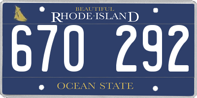 RI license plate 670292