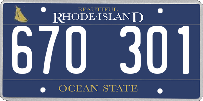 RI license plate 670301