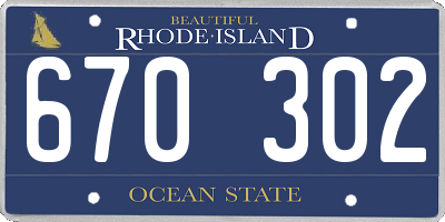 RI license plate 670302