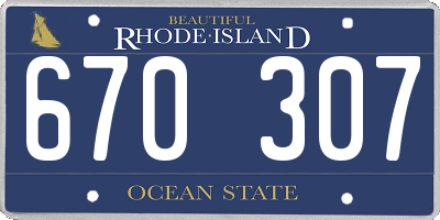 RI license plate 670307
