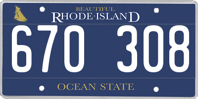 RI license plate 670308