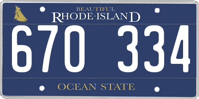 RI license plate 670334