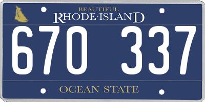 RI license plate 670337