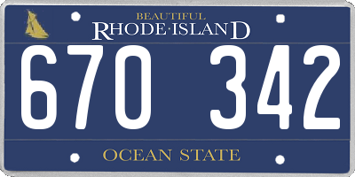 RI license plate 670342