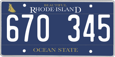 RI license plate 670345